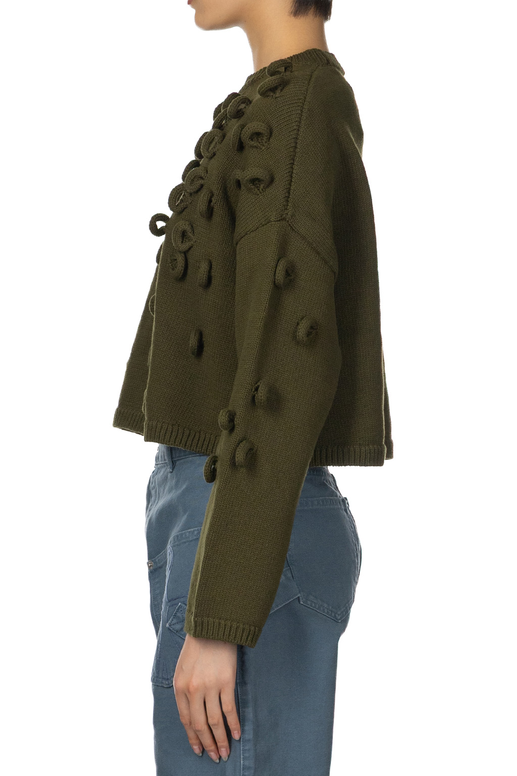 JW Anderson - Women Cropped Loop Jumper - Khaki