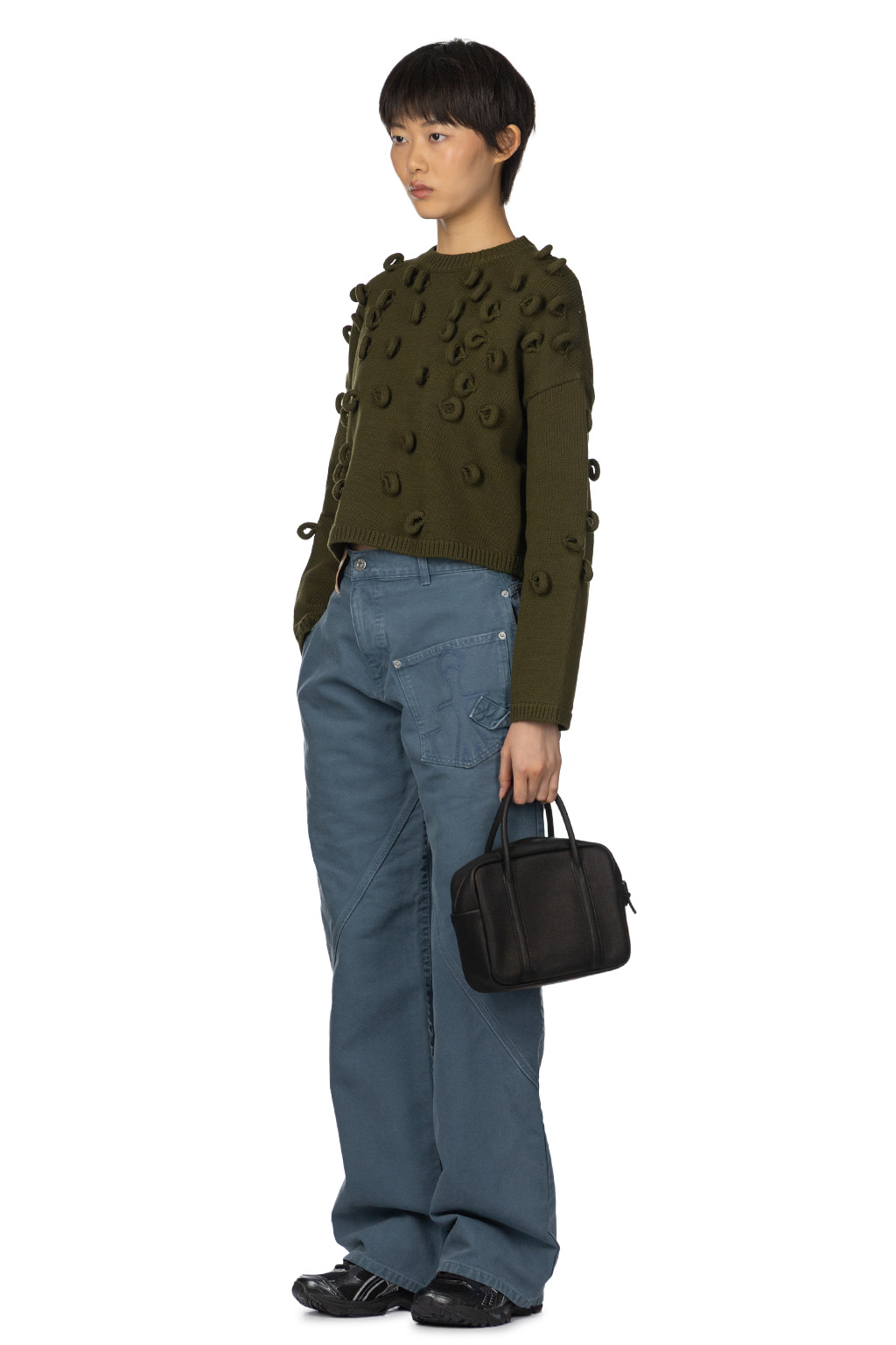 JW Anderson - Women Cropped Loop Jumper - Khaki