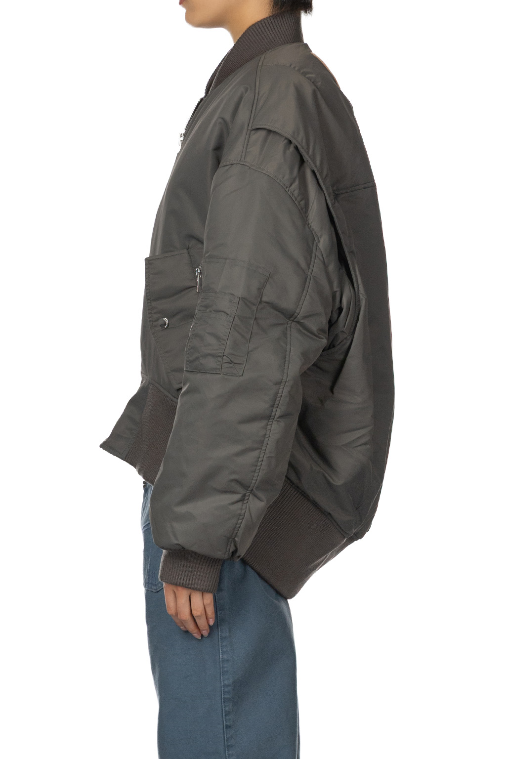 JW Anderson - Oversized Curved Hem Bomber Jacket - Steel