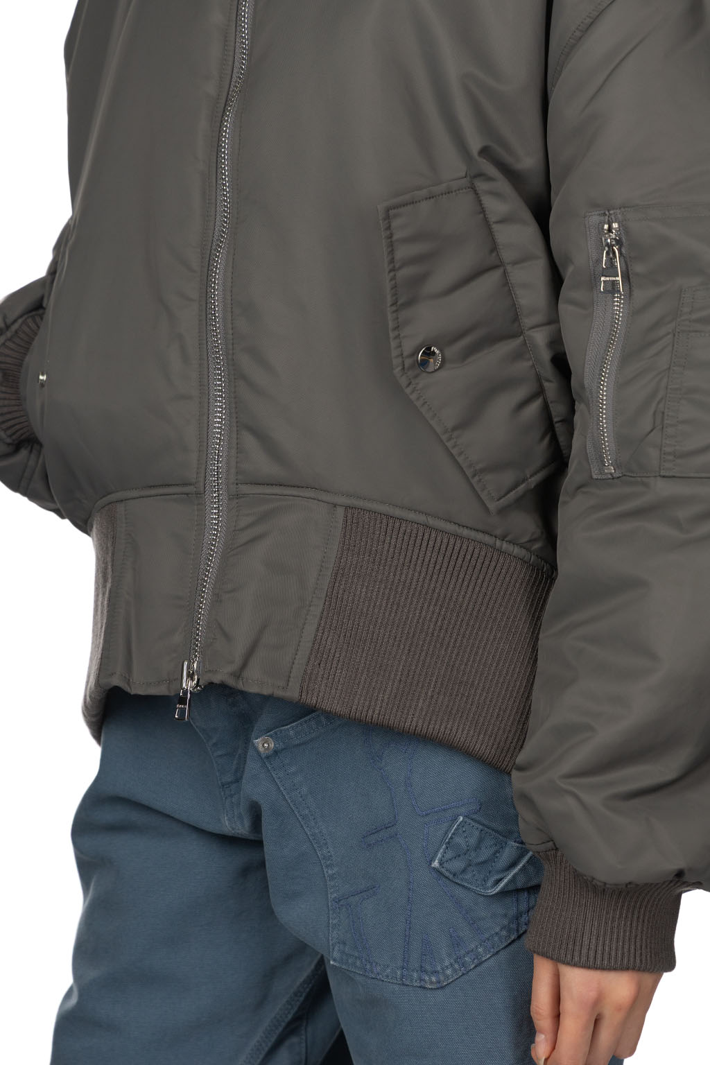 JW Anderson - Oversized Curved Hem Bomber Jacket - Steel