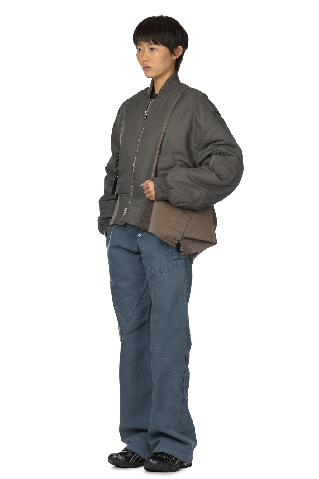 JW Anderson - Oversized Curved Hem Bomber Jacket - Steel