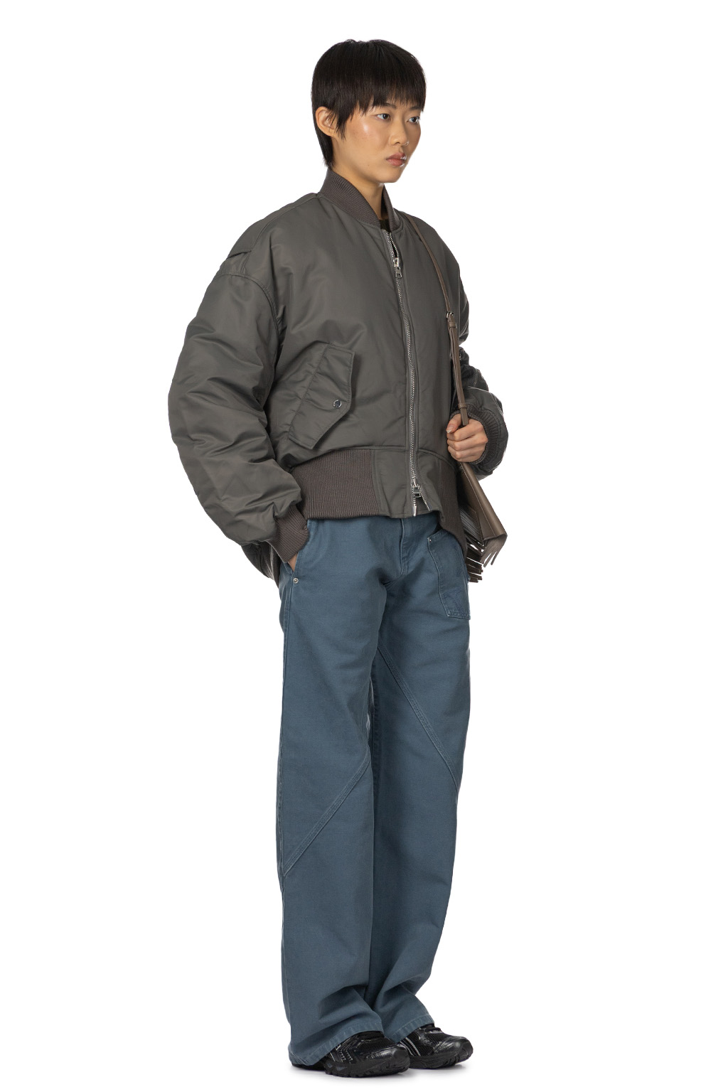 JW Anderson - Oversized Curved Hem Bomber Jacket - Steel