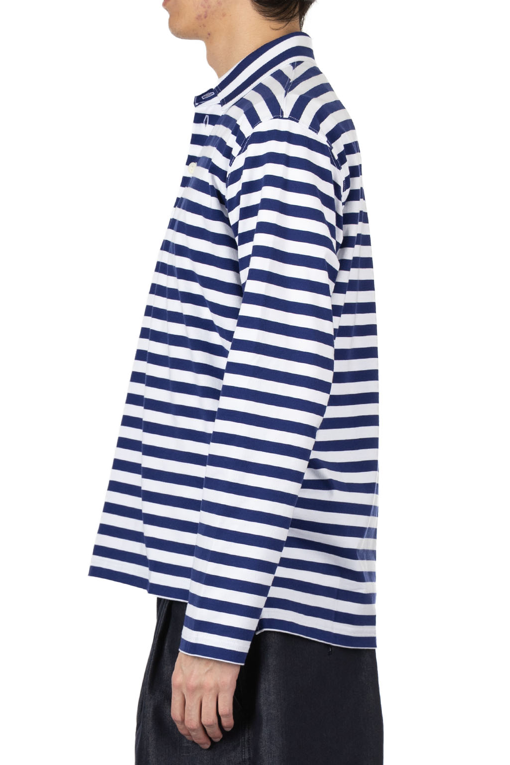 Junya Watanabe MAN - Cotton Jersey Stripe Polo Shirt - Navy White