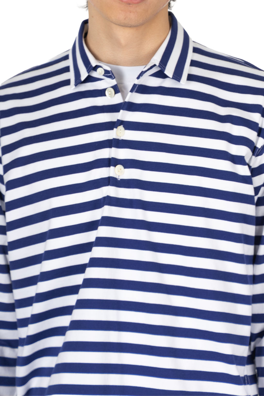 Junya Watanabe MAN - Cotton Jersey Stripe Polo Shirt - Navy White