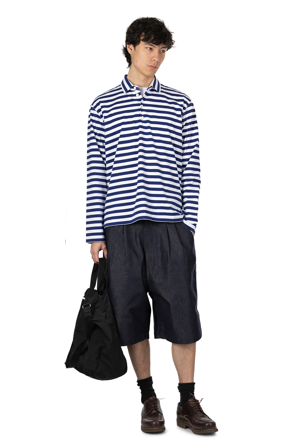 Junya Watanabe MAN - Cotton Jersey Stripe Polo Shirt - Navy White