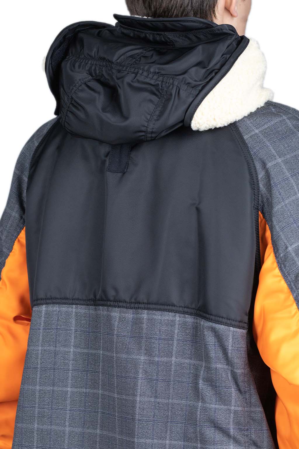 Junya Watanabe MAN Wool Check x Nylon Twill Padded Long Coat