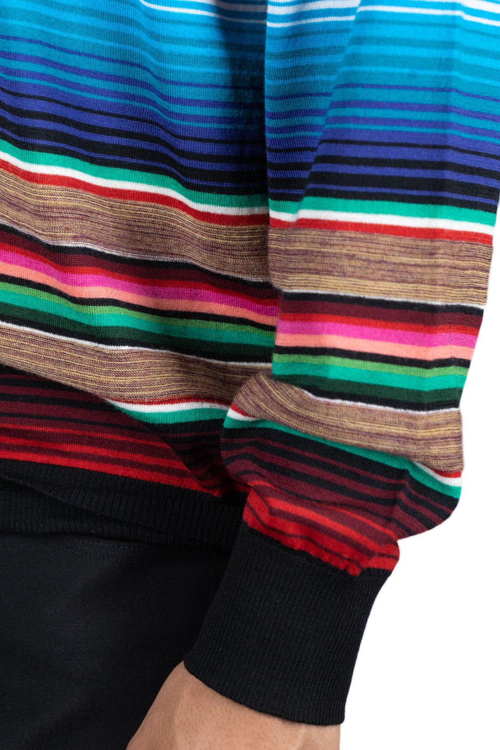 Junya Watanabe MAN Wool Jersey Stripe Sweater - Multi x Charcoal Gray