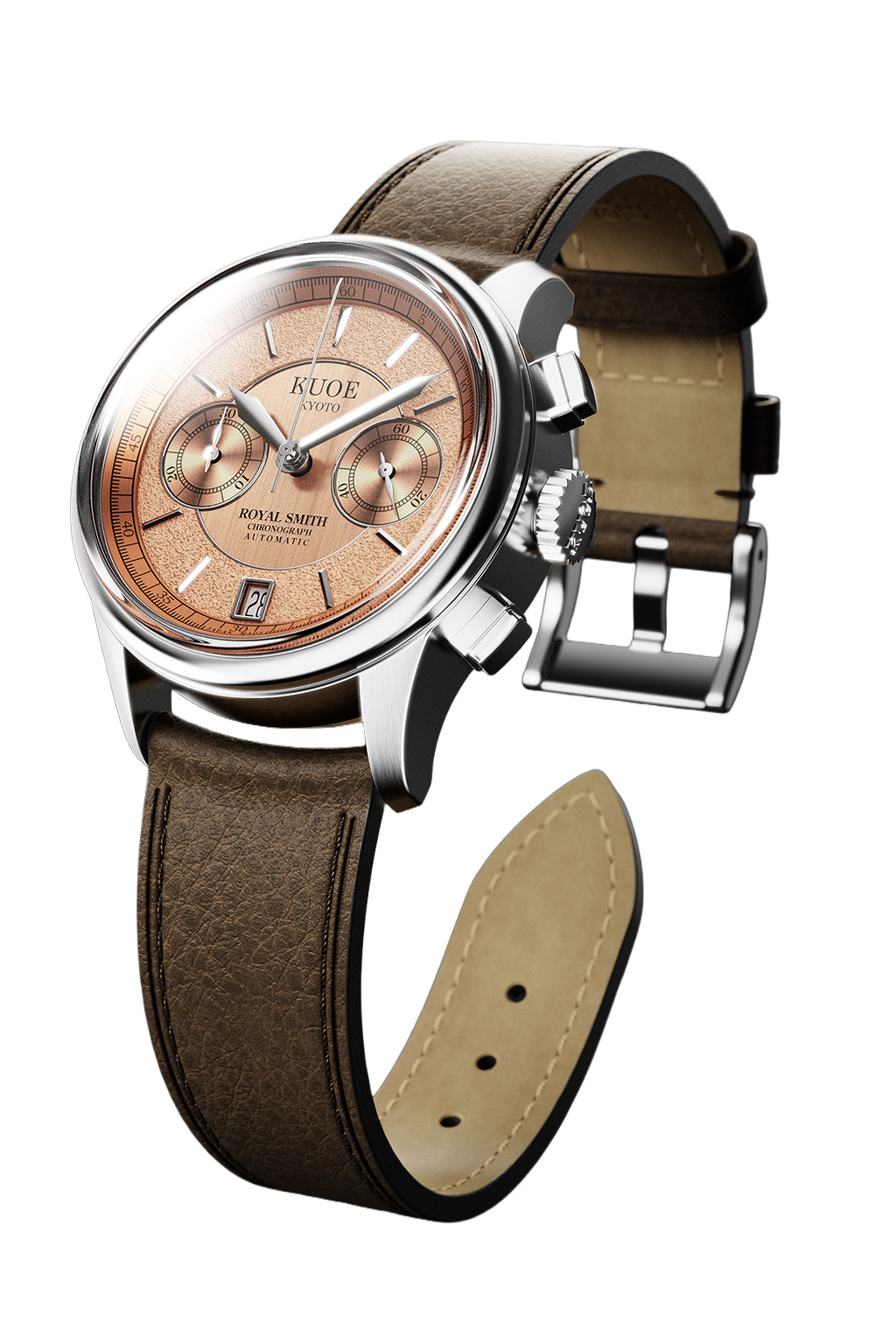 Kuoe Watch - ROYAL SMITH 90-012 Automatic Chronograph w/ Breguet-Salmon Pink