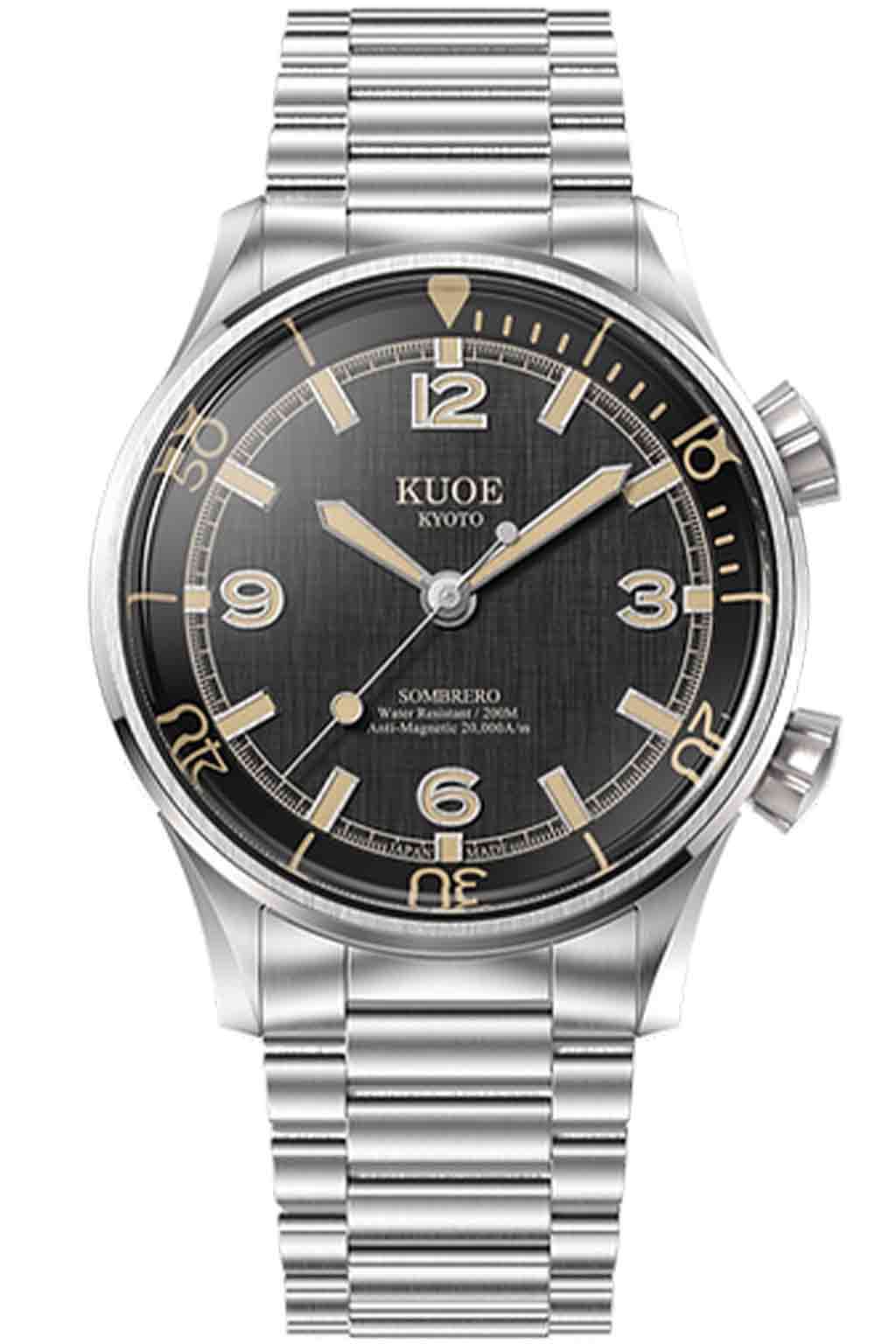 Kuoe Watch - SOMBRERO 90-011, Black Linen Textured Dial 38mm