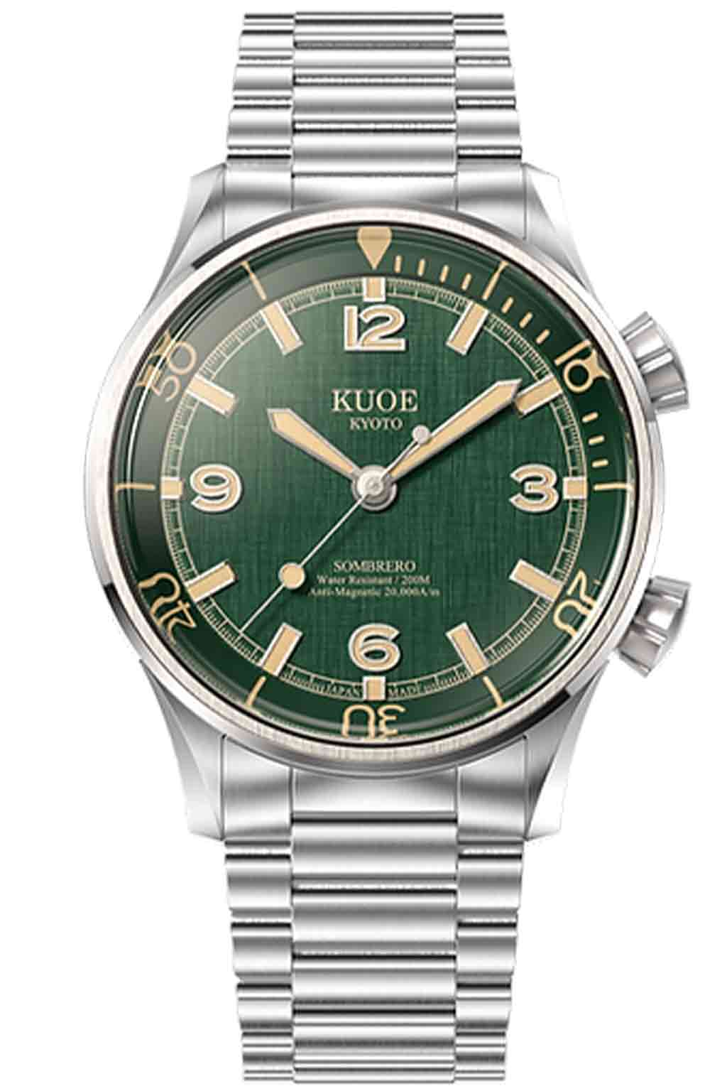 Kuoe Watch - SOMBRERO 90-011, Green Linen Textured Dial 38mm