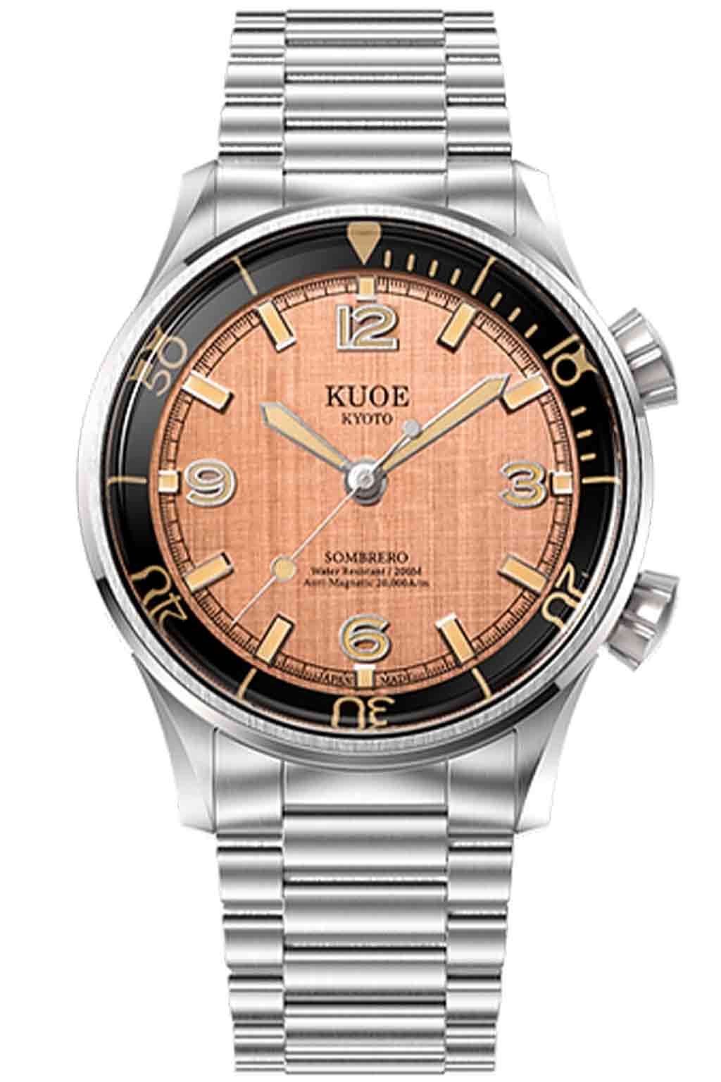 Kuoe Watch - SOMBRERO 90-011, Salmon Linen Textured Dial 38mm