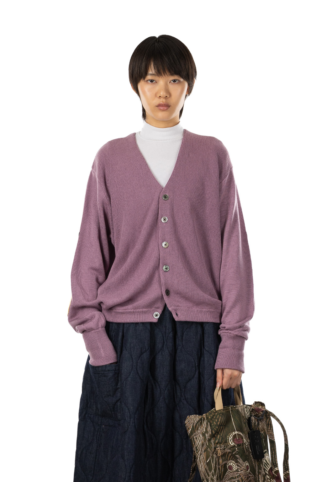 Kapital 10G ECO Knit Elbow CONEYBOWY Short Cardigan - Pink x Purple