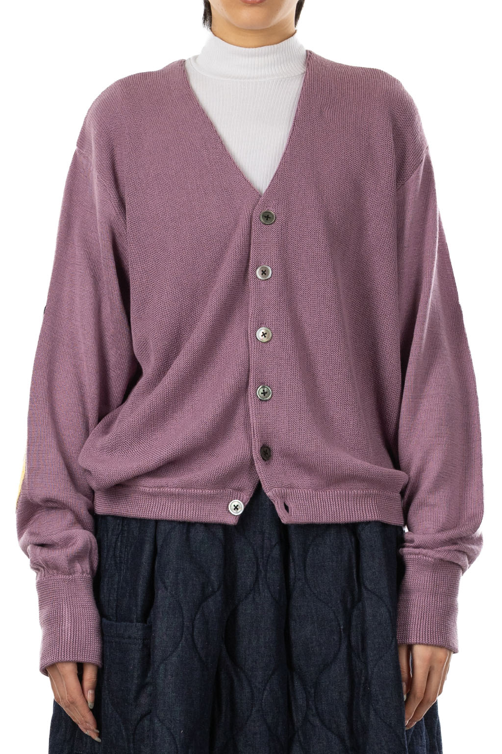 Kapital 10G ECO Knit Elbow CONEYBOWY Short Cardigan - Pink x Purple