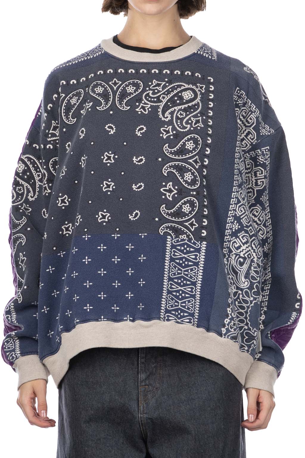 Kapital 12/-SWT Knit BANDANA BIVOUAC BIG Sweater - Purple Navy
