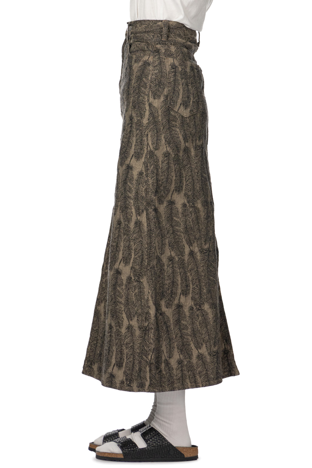 Kapital - 12oz MAGPIE Denim High Waisted Maxi Skirt	 - Black x Beige