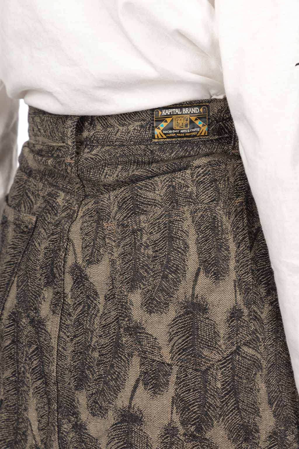 Kapital - 12oz MAGPIE Denim High Waisted Maxi Skirt	 - Black x Beige