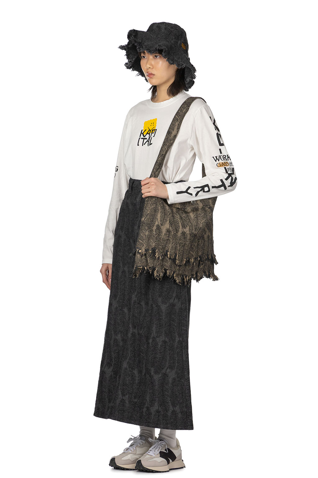 Kapital - 12oz MAGPIE Denim High Waisted Maxi Skirt	 - Black x Black