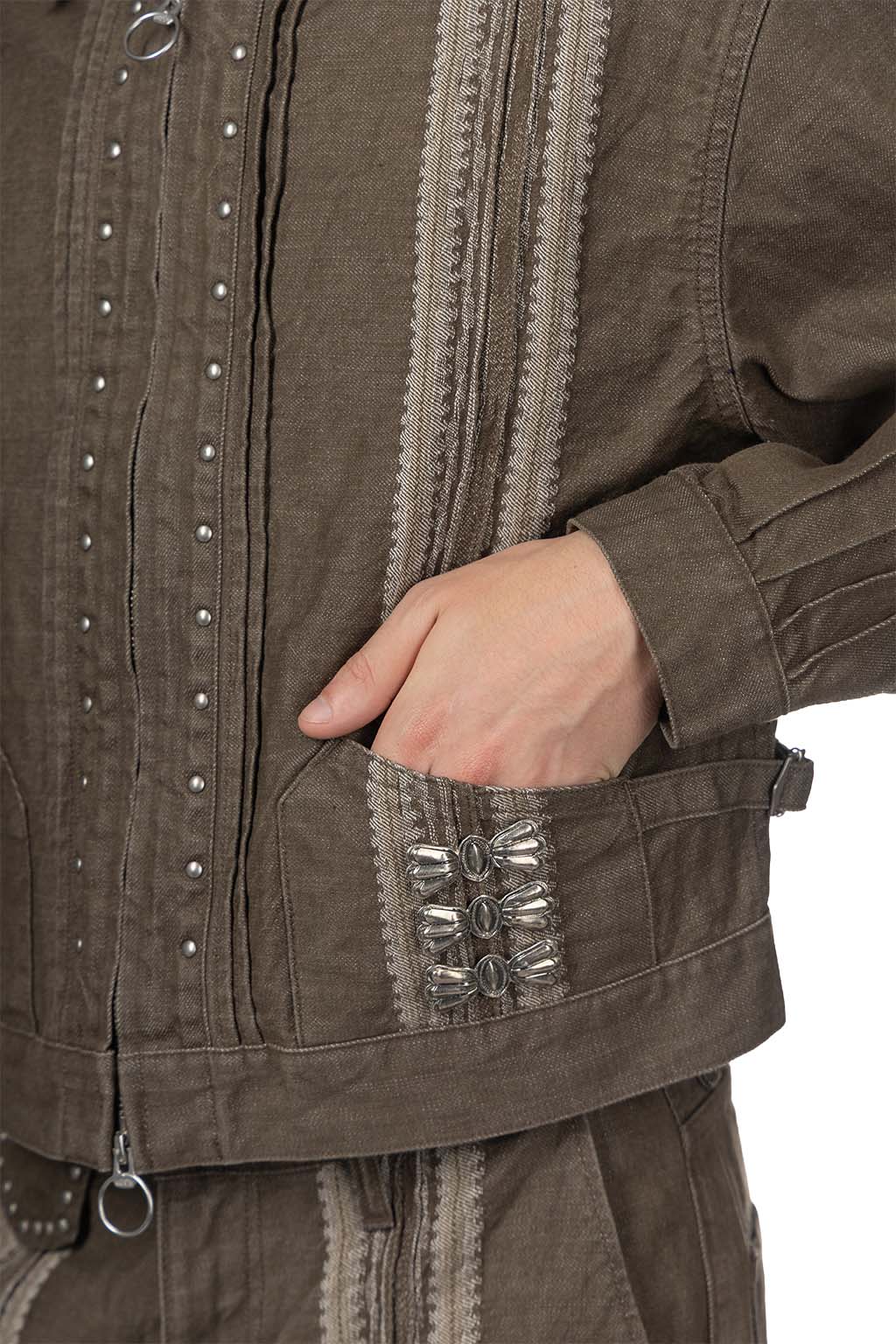 Kapital - 12oz YAGASURI Jacquard Denim Chimayo Drizzler JKT-Khaki