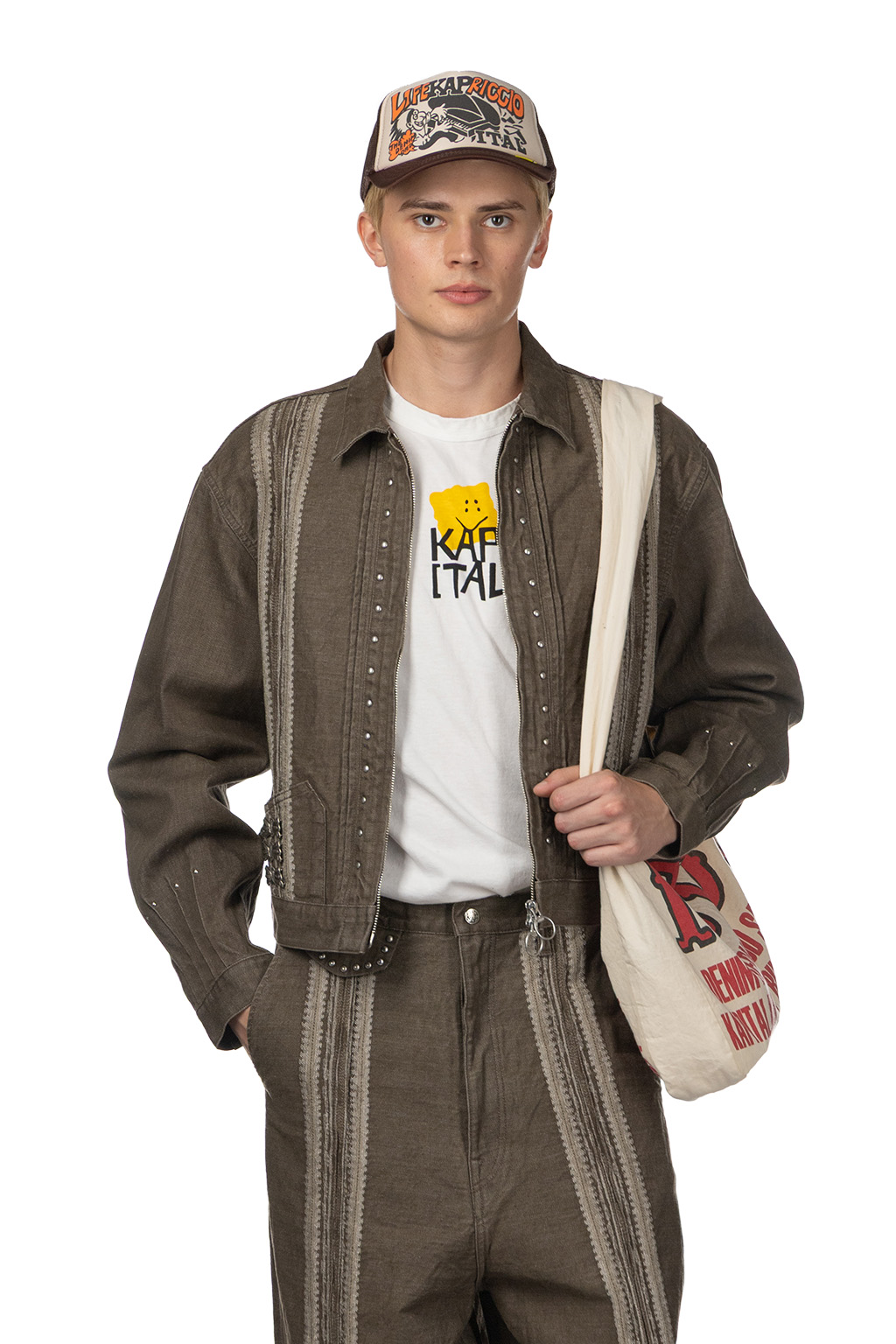 Kapital - 12oz YAGASURI Jacquard Denim Chimayo Drizzler JKT-Khaki