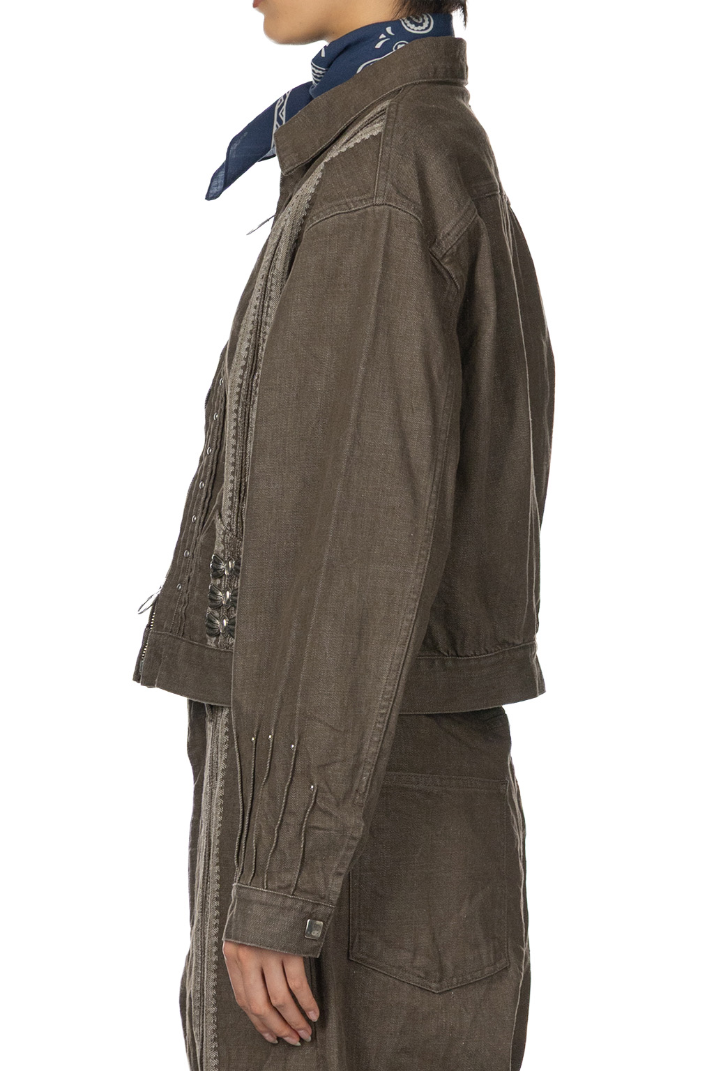Kapital - 12oz YAGASURI Jacquard Denim Chimayo Drizzler JKT-Khaki