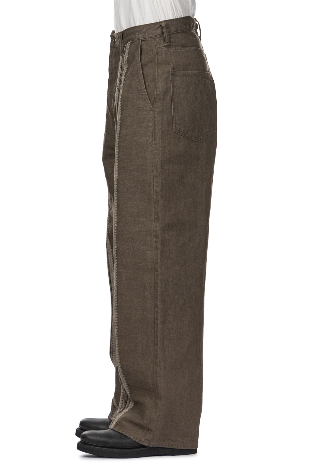 Kapital - 12oz YAGASURI Jacquard Denim PORT Baggy Pants - Khaki