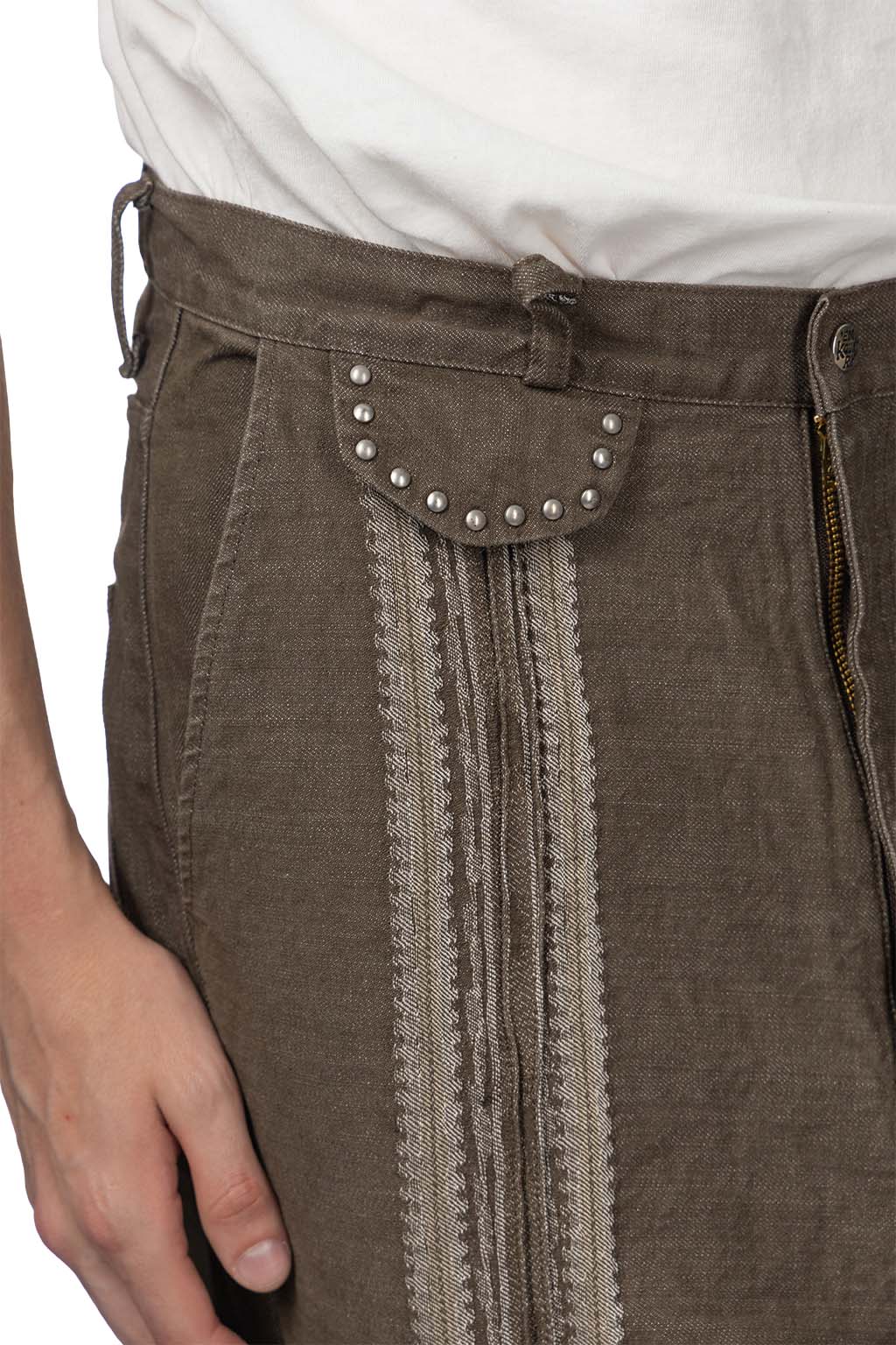 Kapital - 12oz YAGASURI Jacquard Denim PORT Baggy Pants - Khaki