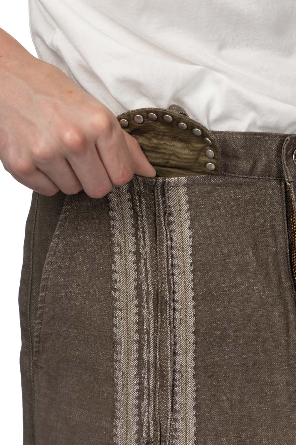 Kapital - 12oz YAGASURI Jacquard Denim PORT Baggy Pants - Khaki