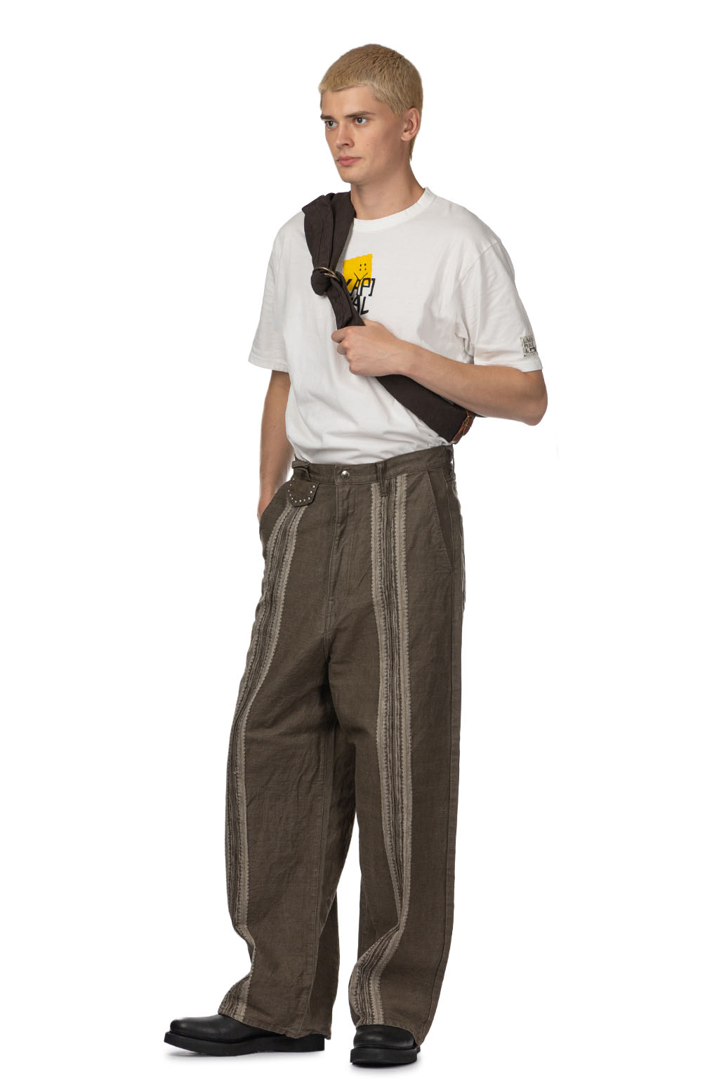 Kapital - 12oz YAGASURI Jacquard Denim PORT Baggy Pants - Khaki
