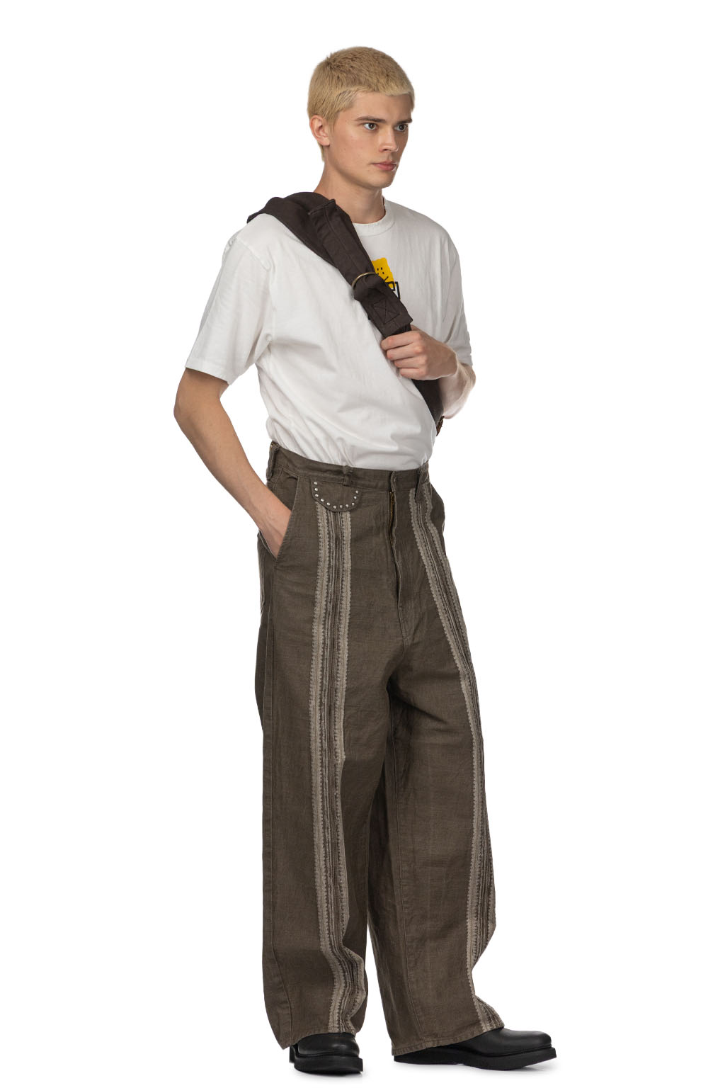 Kapital - 12oz YAGASURI Jacquard Denim PORT Baggy Pants - Khaki