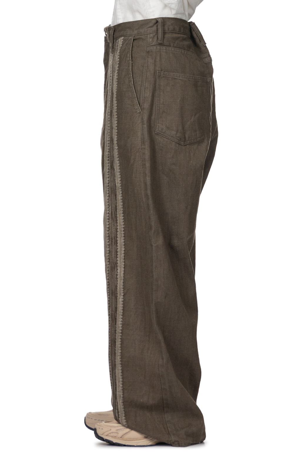 Kapital - 12oz YAGASURI Jacquard Denim PORT Baggy Pants - Khaki