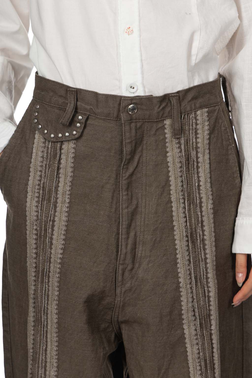 Kapital - 12oz YAGASURI Jacquard Denim PORT Baggy Pants - Khaki