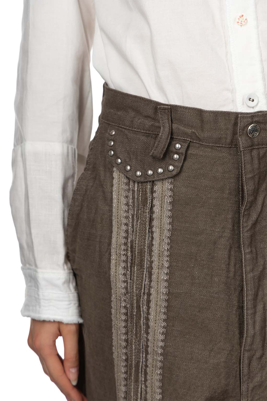 Kapital - 12oz YAGASURI Jacquard Denim PORT Baggy Pants - Khaki