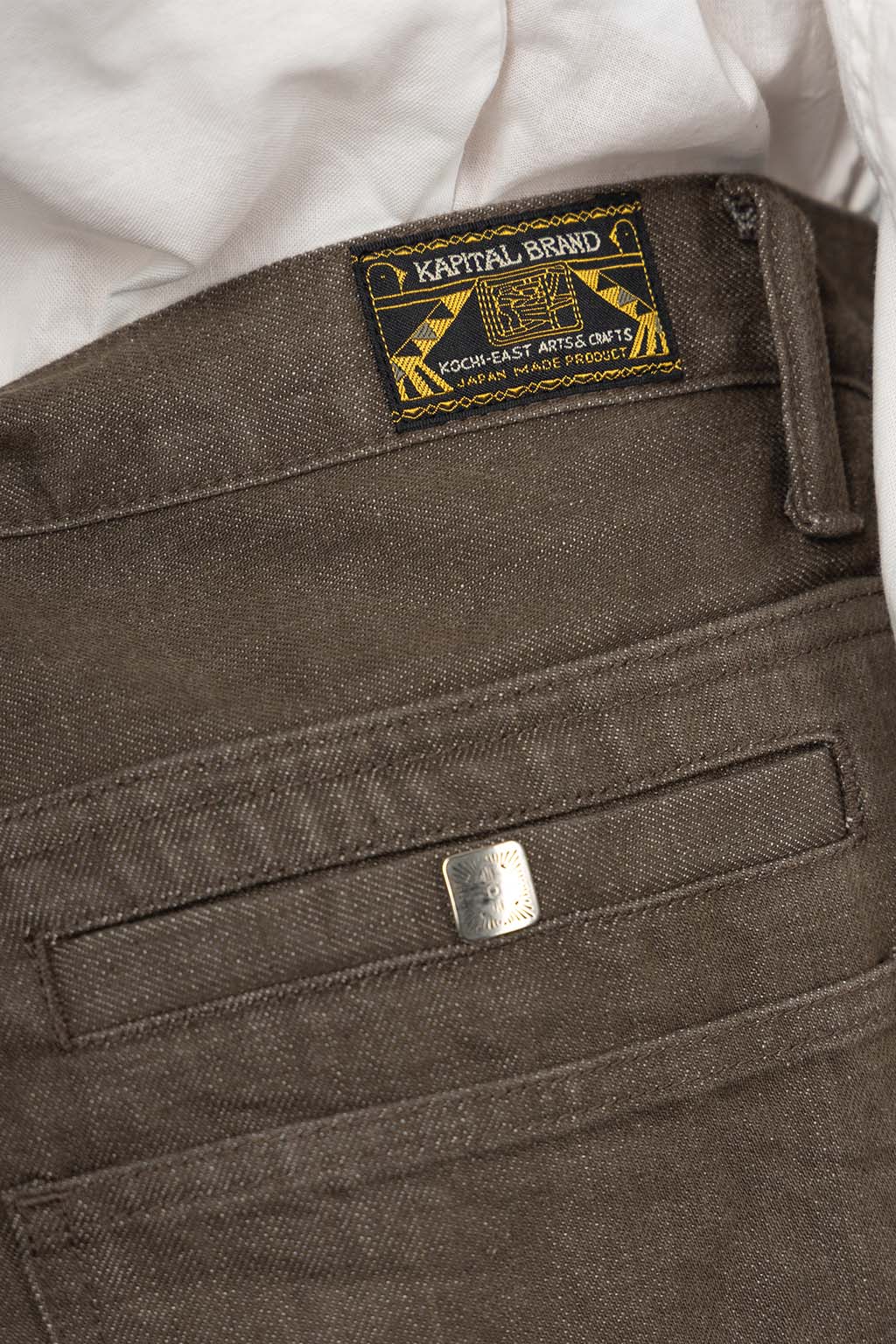 Kapital - 12oz YAGASURI Jacquard Denim PORT Baggy Pants - Khaki
