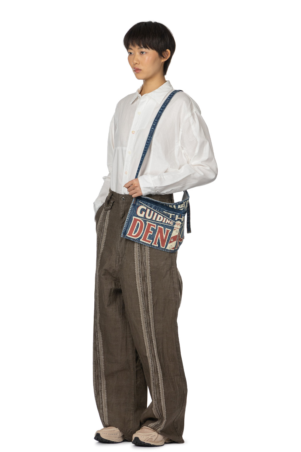 Kapital - 12oz YAGASURI Jacquard Denim PORT Baggy Pants - Khaki