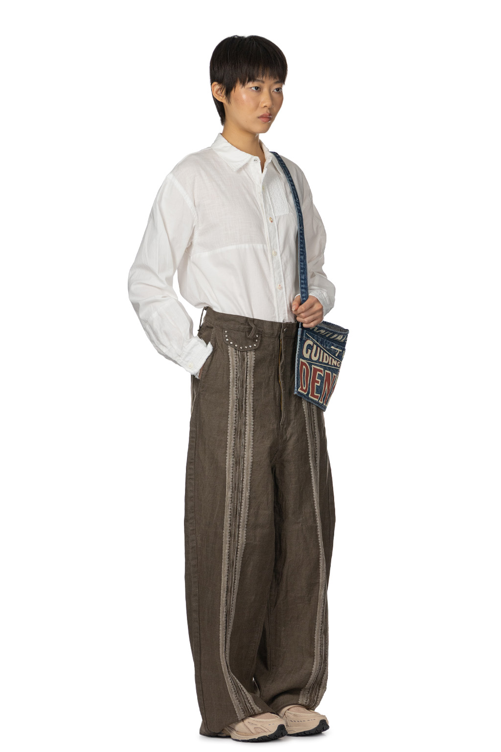 Kapital - 12oz YAGASURI Jacquard Denim PORT Baggy Pants - Khaki