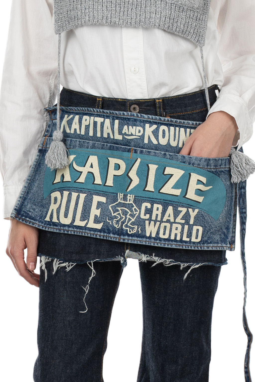 Kapital - 13oz Denim Damaged Short AD Apron (KAPSIZE RULE) - PRO