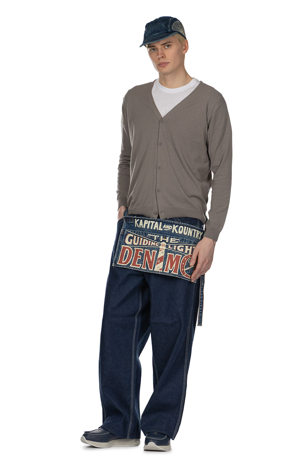 Kapital - 13oz Denim Damaged Shrot AD Apron - Guiding Light