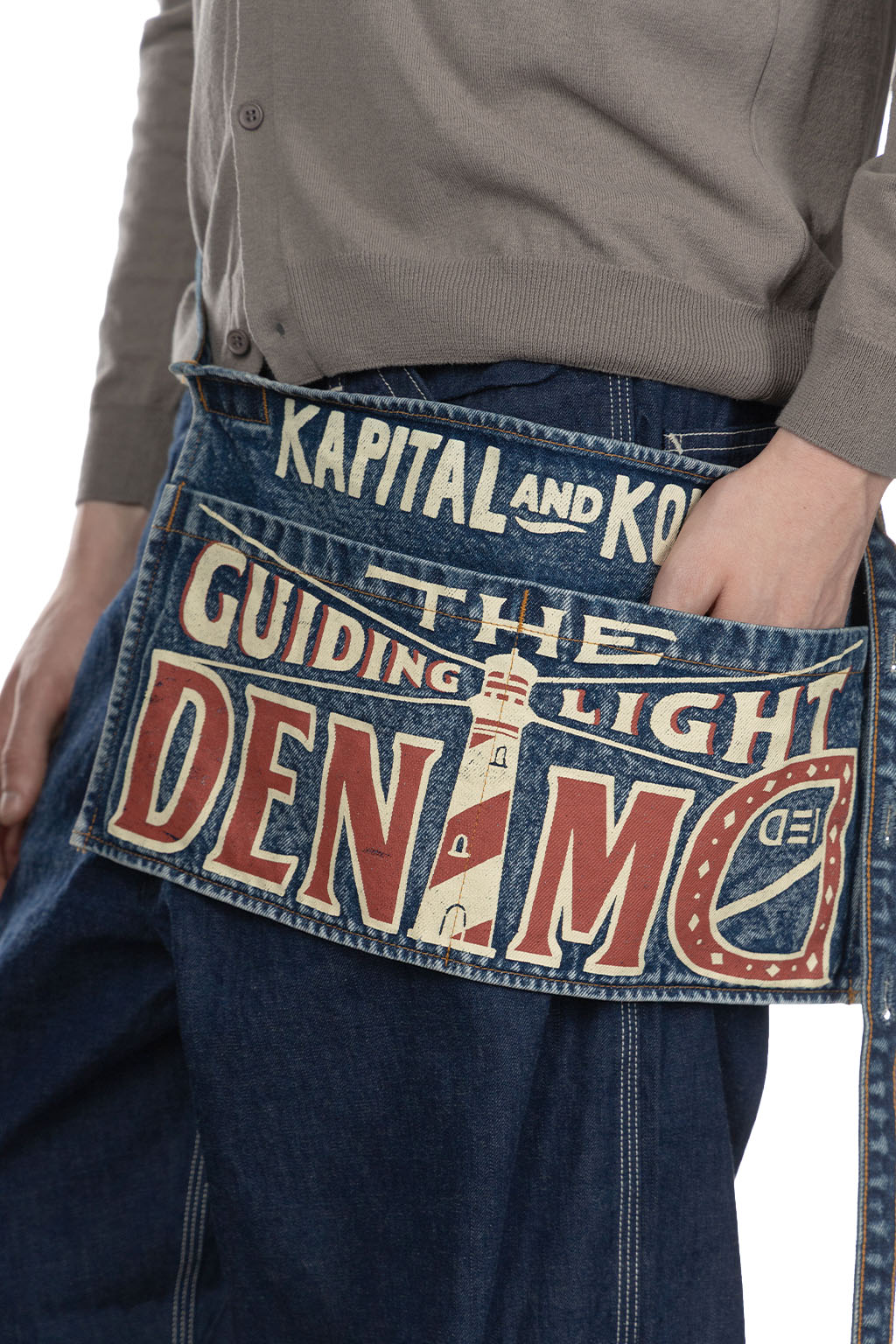 Kapital - 13oz Denim Damaged Shrot AD Apron - Guiding Light