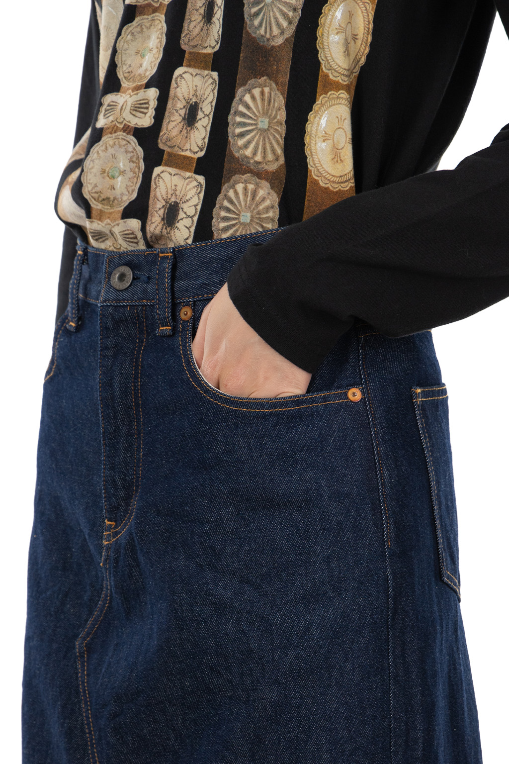 Kapital - 13oz Denim Pencil Skirt - Indigo