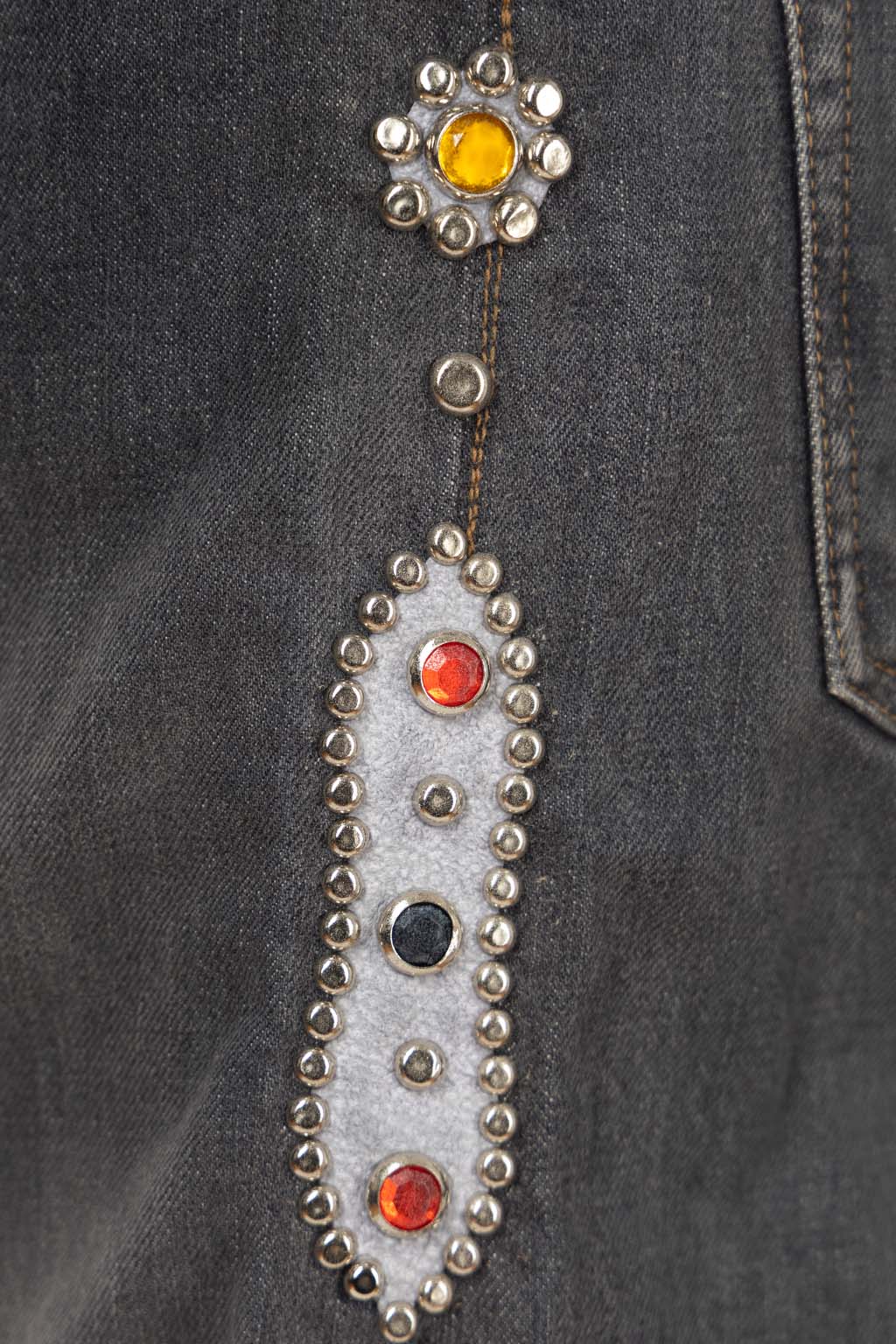 Kapital - 14oz BLK Denim 5P MONKEY CISCO (STUDS)