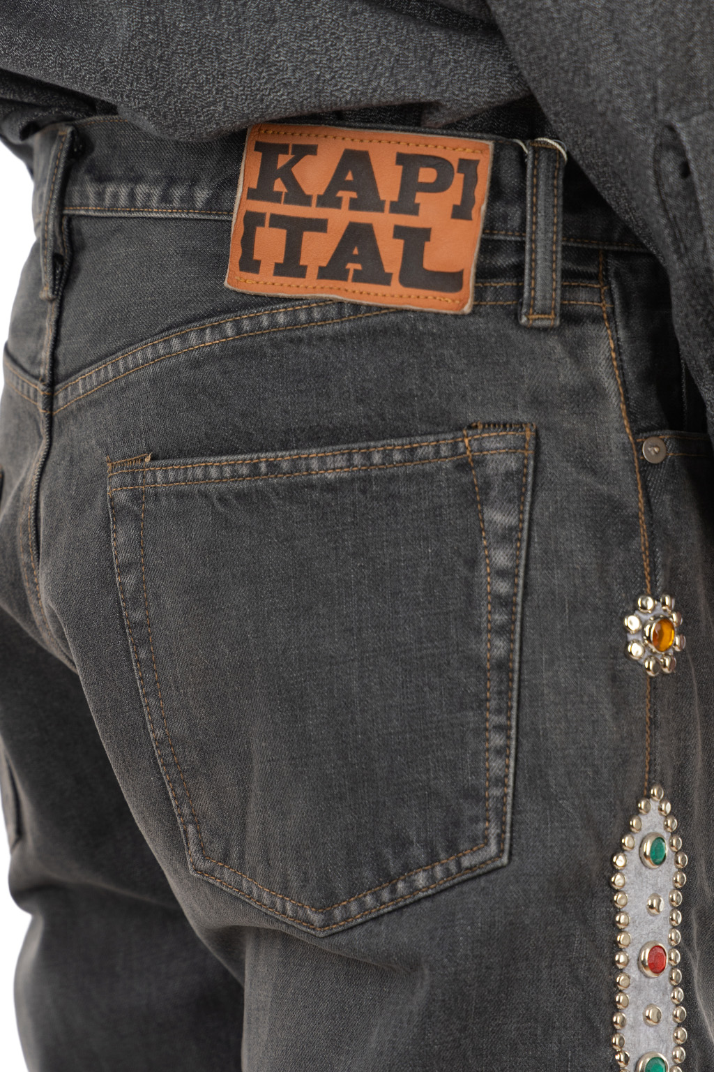 Kapital - 14oz BLK Denim 5P MONKEY CISCO (STUDS)