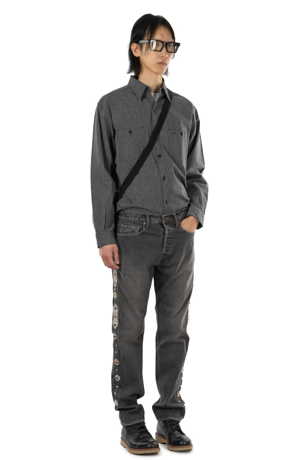 Kapital - 14oz BLK Denim 5P MONKEY CISCO (STUDS)