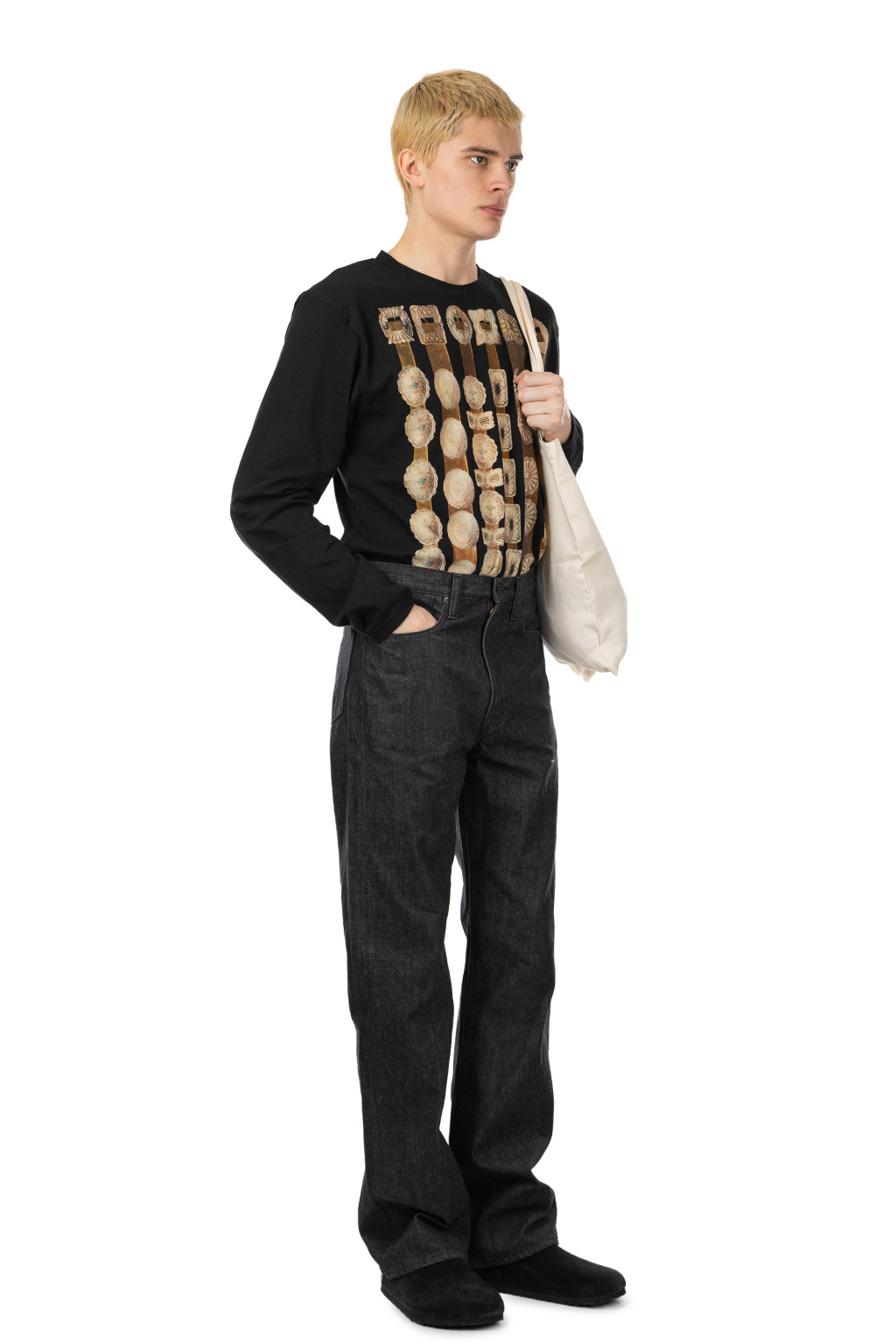 Kapital - 14oz BLK Denim 5P MONKEY TH (ZIP Ver.) - Black