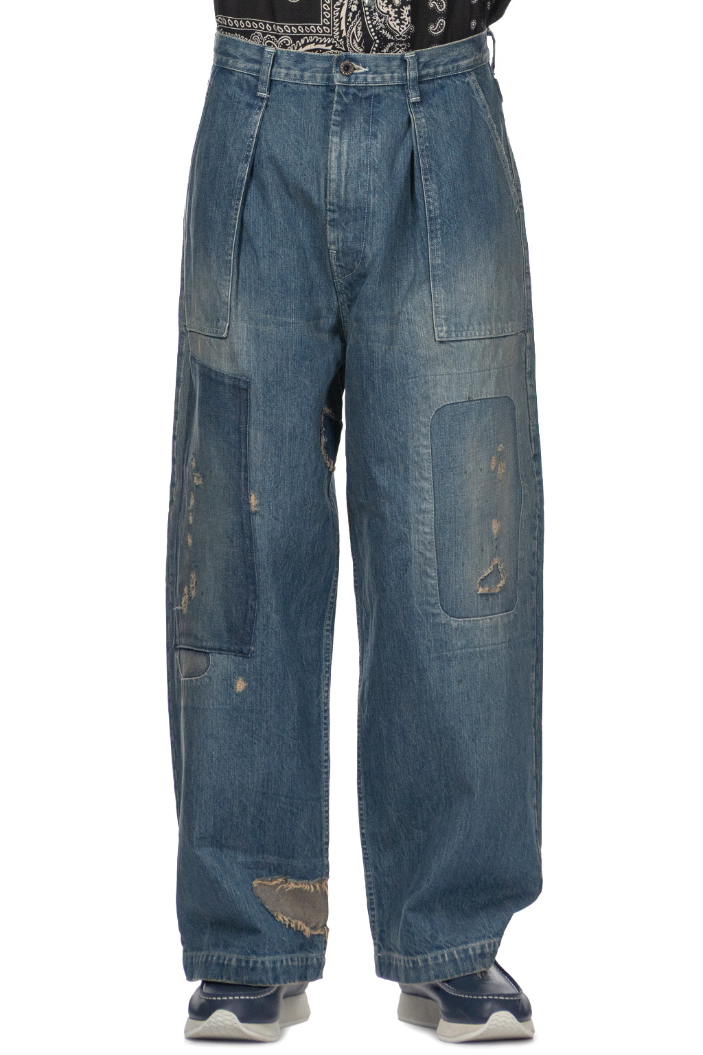 ★TRILLION★ Biker 3D Pocket Washed Balloon Fit Denim Pants ☆TRILLION☆ Biker 3D pocket washed balloon fit denim pants