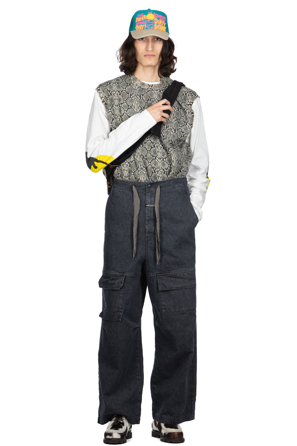 Kapital - 14oz Denim SHOVEL Baggy Pants - Black x Natural