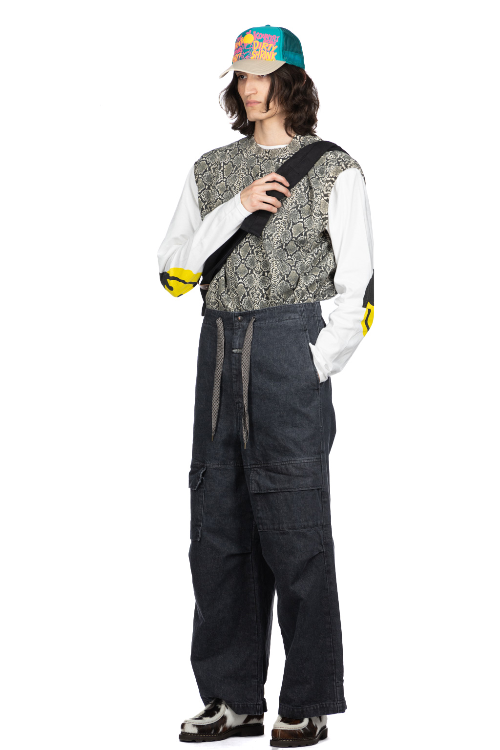 Kapital - 14oz Denim SHOVEL Baggy Pants - Black x Natural
