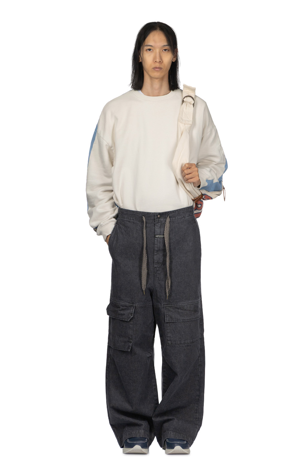 Kapital - 14oz Denim SHOVEL Baggy Pants - Black x Natural