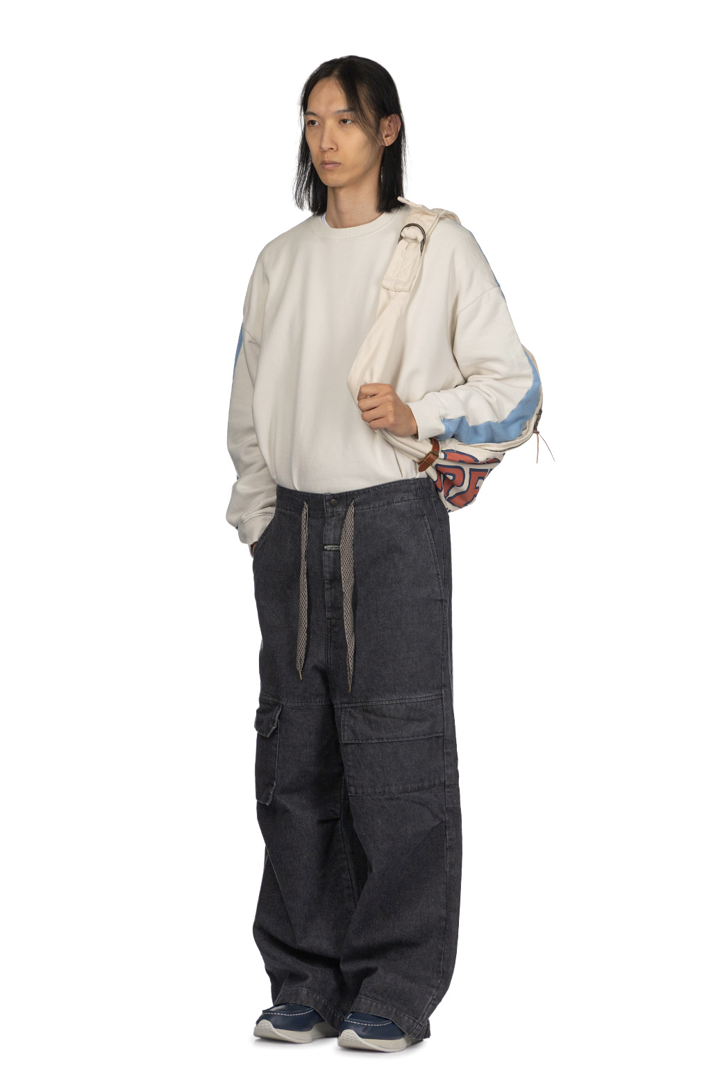 Kapital - 14oz Denim SHOVEL Baggy Pants - Black x Natural
