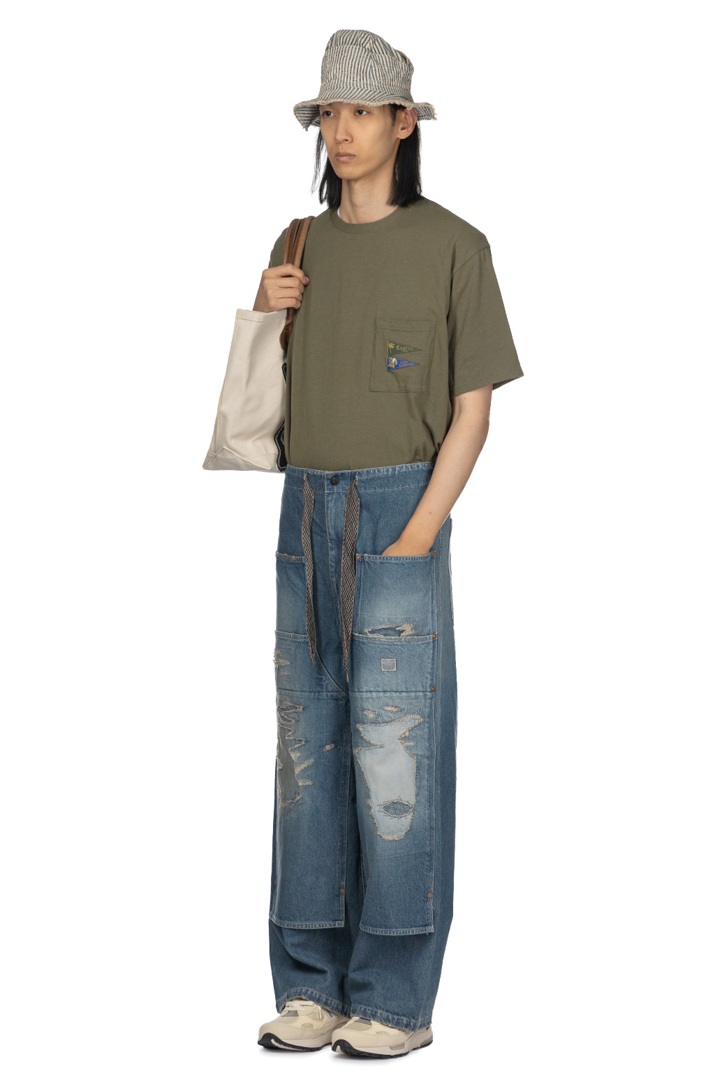 Kapital - 14oz Denim W-Knee EASY Baggy Pants - DIXIE LUMBER Remake