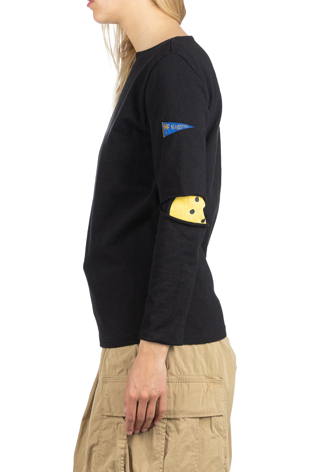 Kapital - 16/- Densed Jersey Elbow-Rip Boatneck Long Sleeve T